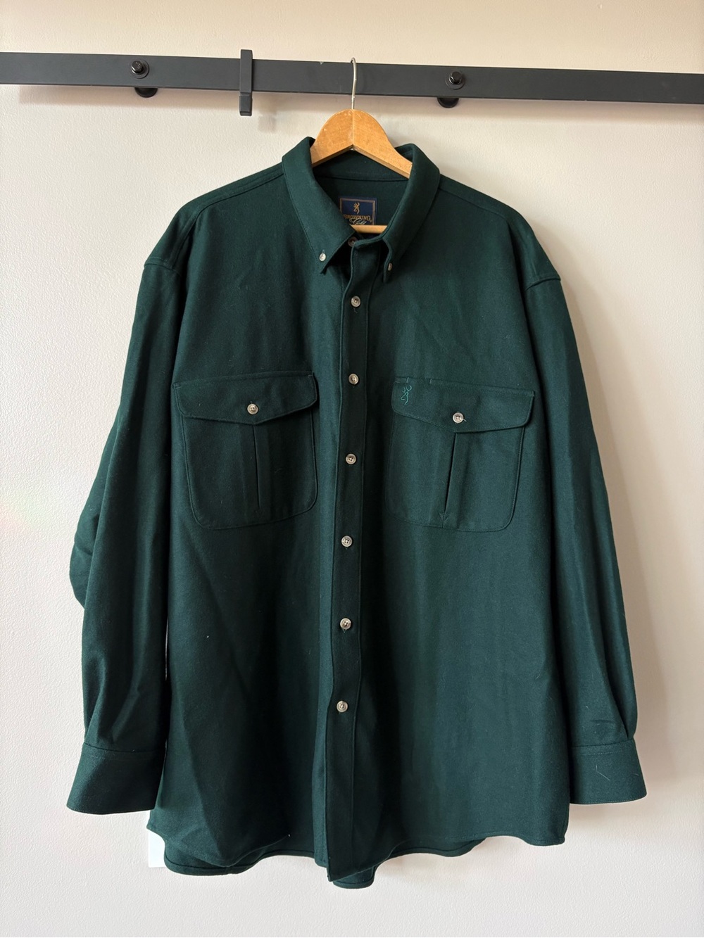 BROWNING GOLD US Men’s 2XL XXL Forest Green Wool Button Up Field Shirt Top